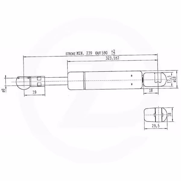 Vérin à gaz L590-370N