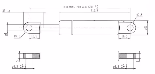 Vérin à gaz L600-420N