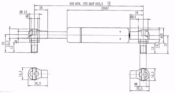 Vérin à gaz L600,5-180N
