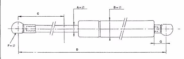 Vérin à gaz L897 - 500N Stabilus origine