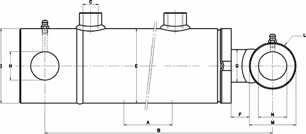Vérin double effet D30-60-700 avec fixation Ø25.4 mm