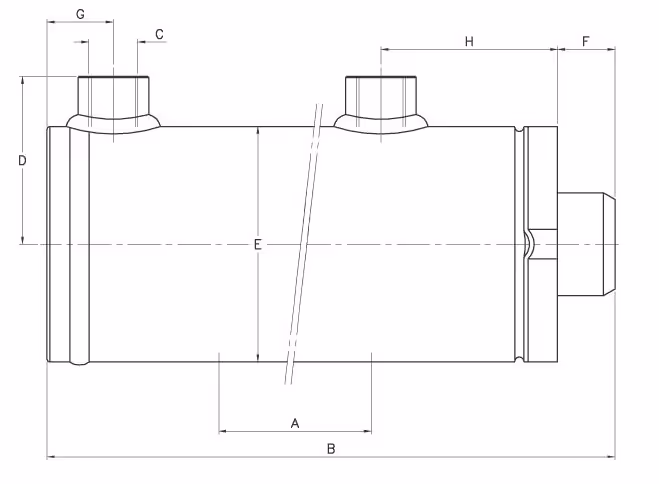 Vérin hydraulique double effet D16-25 C125 sans fixation