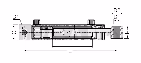 Vérin hydraulique double effet D35/60/600 mm