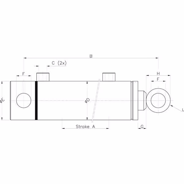 Vérin hydraulique double effet avec fixation Ø40x70mm C500mm