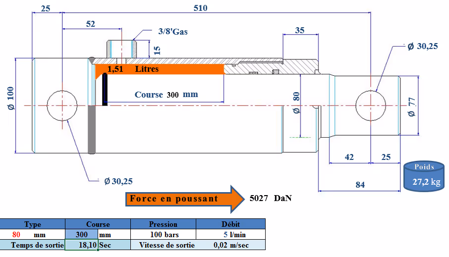 VERIN SE 80 C300 STD