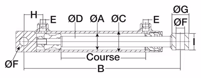 Vérins double effet avec oeillets course 100mm - lg 210- ø ext verin 35 - øtige 16
