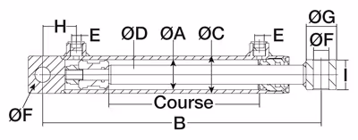Vérins double effet avec oeillets course 100mm - lg 270 - ø ext verin 50 - øtige 25