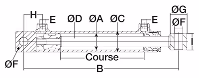 Vérins double effet avec oeillets course 200mm - lg 355 - ø ext verin 42 - øtige 20