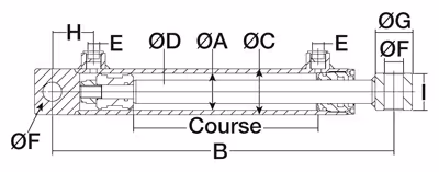 Vérins double effet avec oeillets course 200mm - lg 370 - ø ext verin 50 - øtige 25