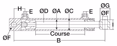 Vérins double effet avec oeillets course 200mm - lg 410 - ø ext verin 92 - øtige 40