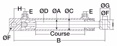 Vérins double effet avec oeillets course 400mm - lg 555 - ø ext verin 42 - øtige 20