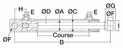 Vérins double effet avec oeillets course 500mm - lg 655 - ø ext verin 42 - øtige 20