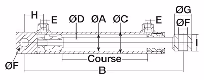 Vérins double effet avec oeillets course 700mm - lg 870 - ø ext verin 50 - øtige 25