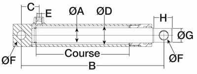 Vérins simple effet avec oeillets tige ø 25 - ø int cyl 40 - lg 190 - course 100