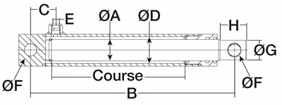 Vérins simple effet avec oeillets tige ø 30 - ø int cyl 42 - lg 400 - course 300