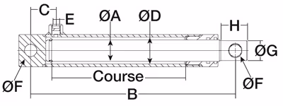 Vérins simple effet avec oeillets tige ø 30 - ø int cyl 42 - lg 500 - course 400