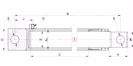 Vérins simple effet avec oeillets tige ø 40 - ø int cyl 47 - lg 330 - course 200