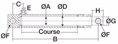 Vérins simple effet avec oeillets tige ø 40 - ø int cyl 47 - lg 380 - course 250