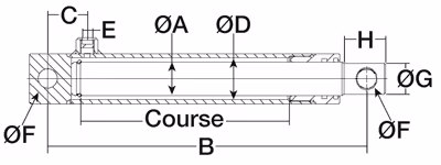 Vérins simple effet avec oeillets tige ø 40 - ø int cyl 47 - lg 480 - course 350