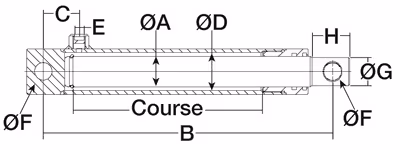 Vérins simple effet avec oeillets tige ø 40 - ø int cyl 47 - lg 530 - course 400