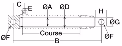 Vérins simple effet avec oeillets tige ø 50 - ø int cyl 50 - lg 710 - course 550