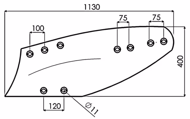 Versoir charrue Grégoire Besson grenaillé Gauche Acier triplex 7mm 172419 Adaptable
