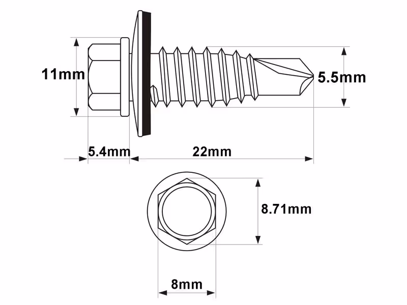 Vis autotaraudeuse, 6.3x22mm (DIN 7504K) - Vendu par 100