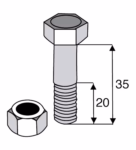 Vis M12x1.25x35 + écrous autobloquant