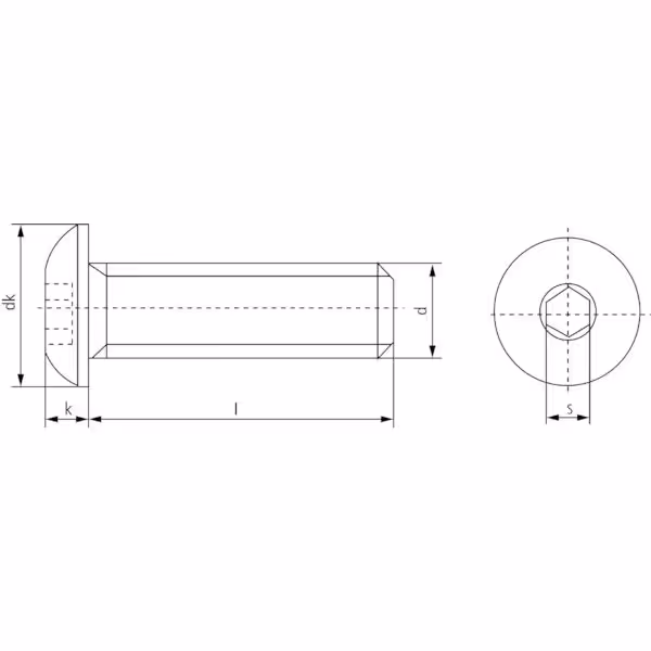 Vis tête bombée 6 pans creux M10x30 10.9 zingué