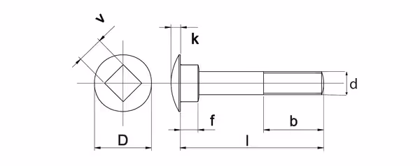 Vis tête bombée collet carré M16x90 8.8