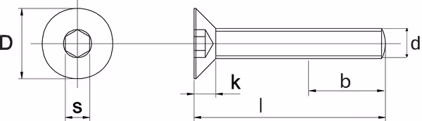 Vis tête fraisée hexagonale creuse M14x50 10.9 