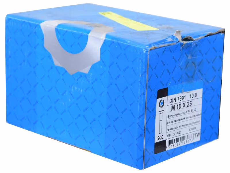 Vis tête fraisée six pans creux, M10x25mm (DIN 7991) - Vendu par 200