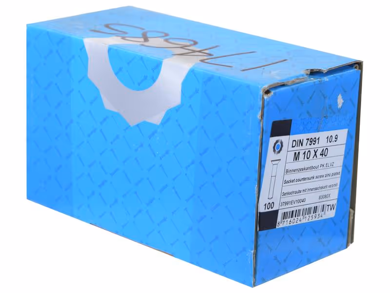 Vis tête fraisée six pans creux, M10x40mm (DIN 7991) - Vendu par 100
