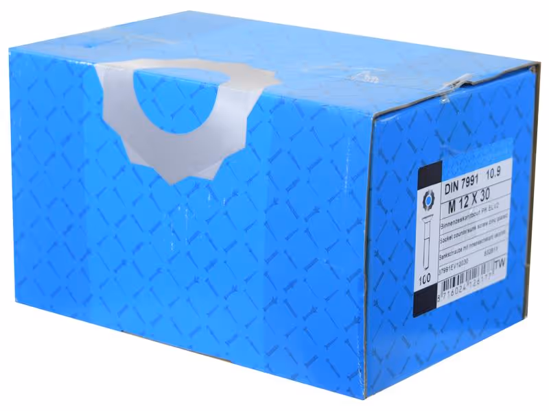 Vis tête fraisée six pans creux, M12x30mm (DIN 7991) - Vendu par 100