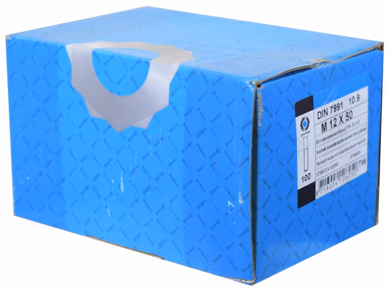 Vis tête fraisée six pans creux, M12x50mm (DIN 7991) - Vendu par 100