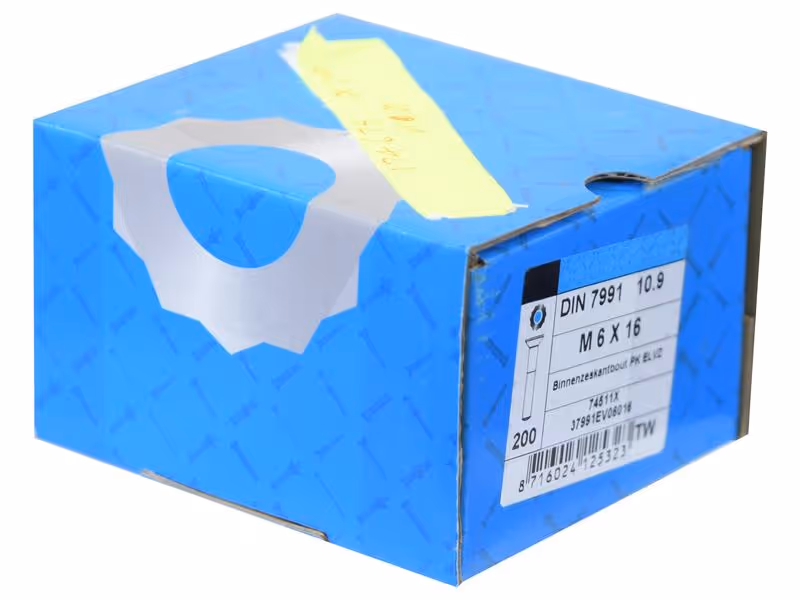 Vis tête fraisée six pans creux, M6x16mm (DIN 7991) - Vendu par 200