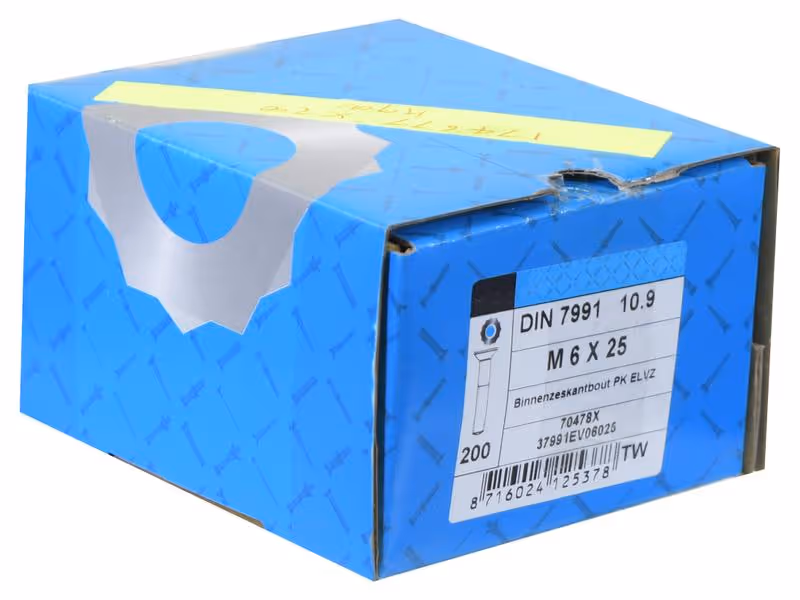 Vis tête fraisée six pans creux, M6x25mm (DIN 7991) - Vendu par 200