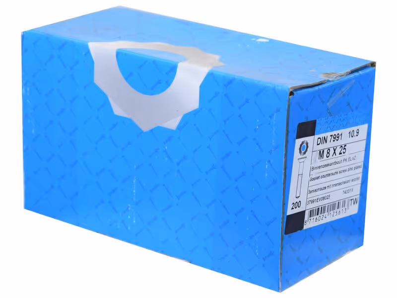 Vis tête fraisée six pans creux, M8x25mm (DIN 7991) - Vendu par 200