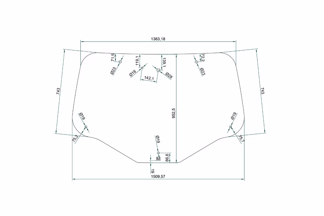 Vitre cabine tacteur New Holland arrière 87744542 Adaptable