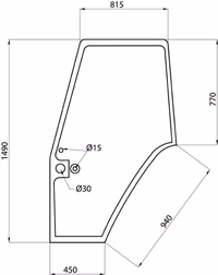 Vitre de porte droite 3907222M1 Adaptable