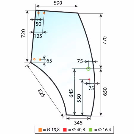 Vitre de porte droite Landini 3553938M1 adaptable