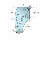 Vitre de porte Cobo gauche 6 trous Adaptable