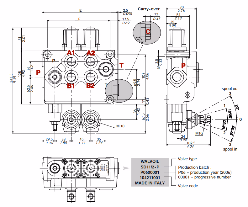 Walvoil & BLB Distributeur SD11 38-5PY13 2000, complet