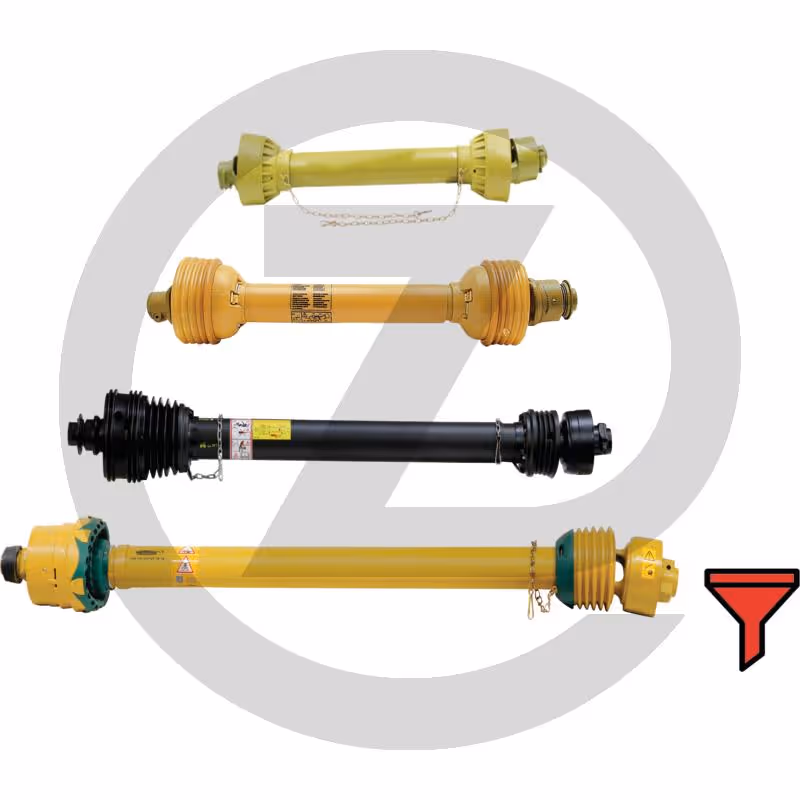 Cardan de transmission standard cr.32x76 CT 1'' 3/8, 6 cannelures CM 1'' 3/8, 6 cannelures tube Citron L 860mm avec Limiteur à friction Weasler