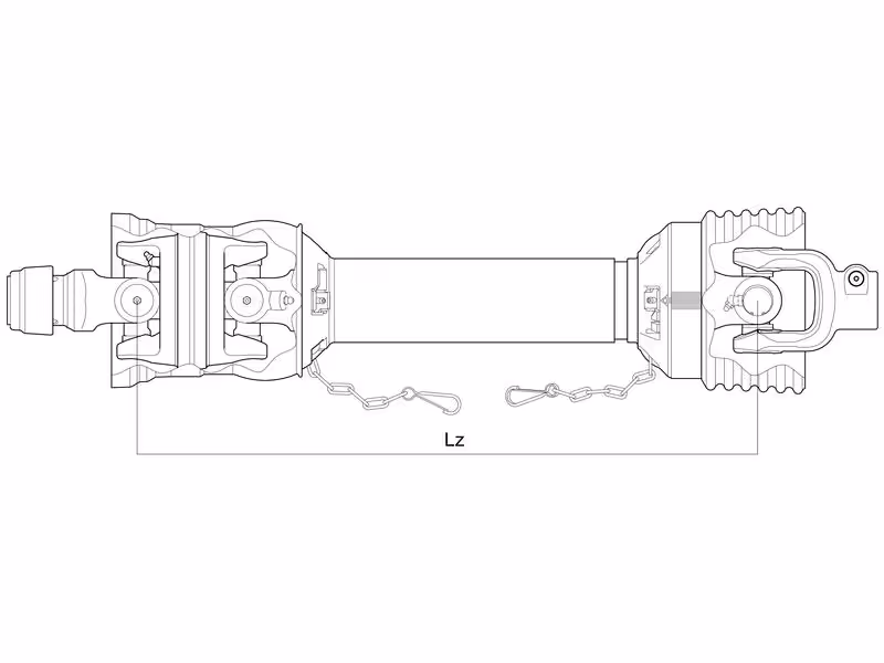 Weasler Transmission Complète - Grand Angle - Un côté, Longueur (Lz) 1010mm, 1 3/8'' x 6 Spline 80° W.A. à 1 3/8'' x 6 cannelures